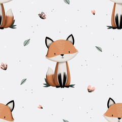 seamless pattern with fox