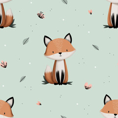 seamless pattern with fox