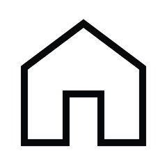 Modern outline house icon for homepage and main page navigation.