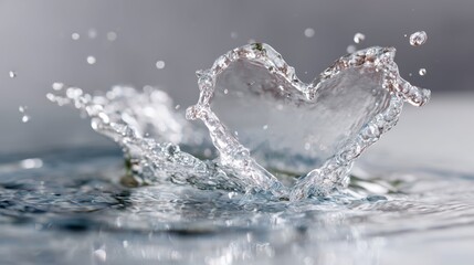 A heart shape forms as water splashes dramatically in a creative moment. This artistic representation captures the passion and joy of love, perfect for Valentine's Day