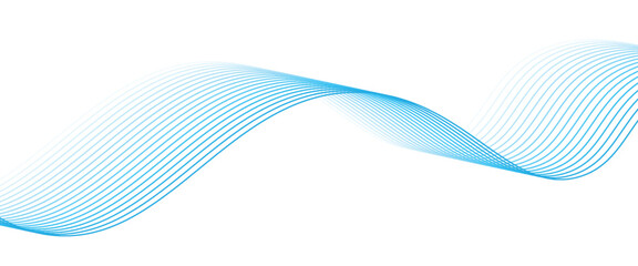 Abstract blue smooth wave on a white background. Dynamic sound wave. Design element. Vector illustration.