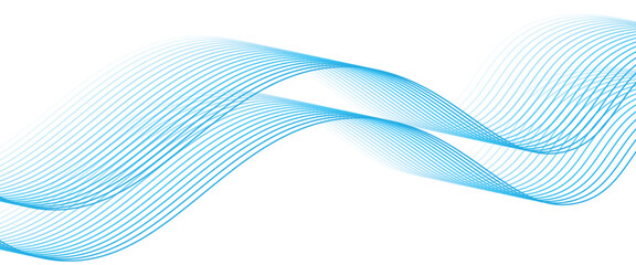 Abstract blue smooth wave on a white background. Dynamic sound wave. Design element. Vector illustration.
