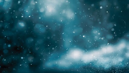 Obraz premium Abstract background with a glittering blue ground and glowing bokeh lights above