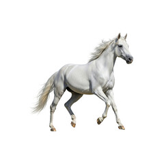Fototapeta premium White horse trotting in motion Generative AI