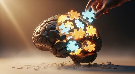 Solve Your Problems Brain Concept with Puzzle Pieces, Mental Health Ideas, Boost Creativity, Improve Memory, Brainstorming Sessions, and Cognitive Skills