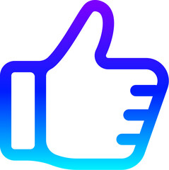 Modern Blue Gradient Line Icon of a Thumbs Up