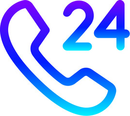 Modern Blue Gradient Line Icon of 24 Hour Phone Support