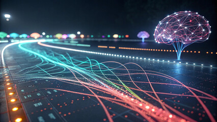 High-Tech AI Brain Neural Structure Background