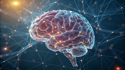 AI Network Nodes and Data Lines Illustration
