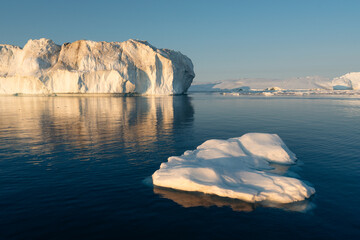 A stunning and surreal landscape unfolds in Greenland's UNESCO World Heritage Ilulissat Icefjord....