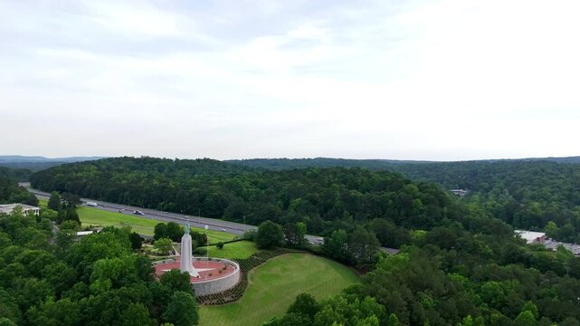 Aerial landscape of Statue of Liberty replica summer day in Vestavia Hills Alabama