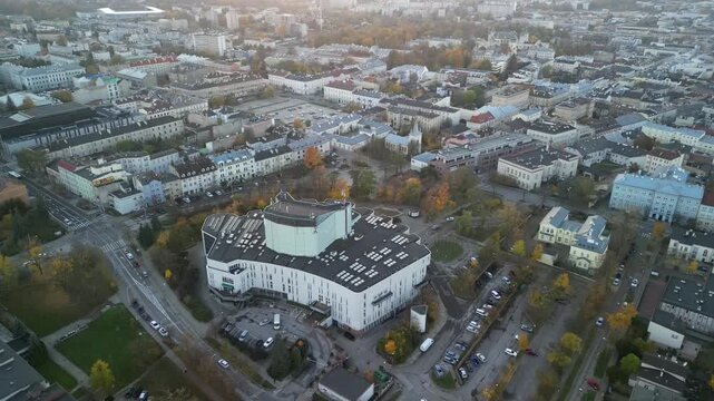 Kielce - Polska - widok z powietrza na miasto, zabudowa, nowe apartamentowce, galeria