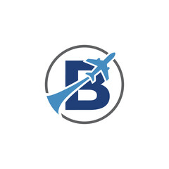 Professional Business Aviation Logo With Blue Airplane And Circular Emblem Design For Branding Identity