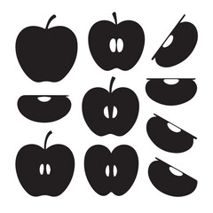 Apple Cuts and Views Silhouette Icon Set