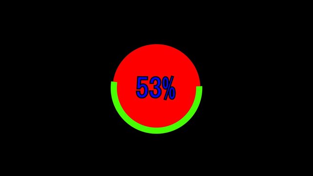 progress bar animation on black background, animation from 0 to 100 on black background.