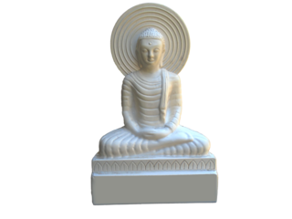 White Buddha Statue Sitting in Meditation Pose Isolated on Background. Elegant sculpture of Buddha Radiates peace and Tranquility