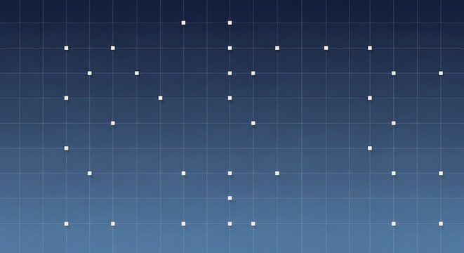 Abstract blue grid pattern background with white dots and lines design