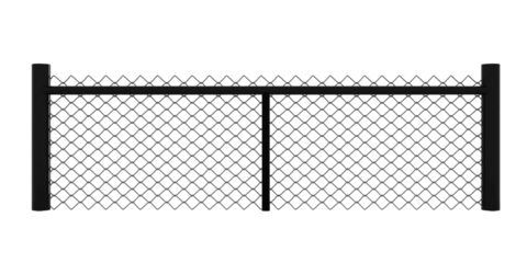 Chain-link fence with a transparent background 3d rendering
