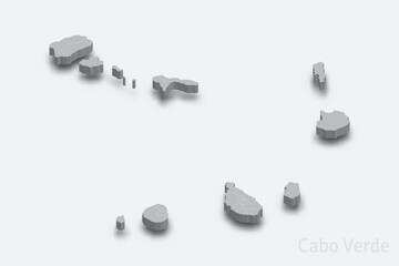 Cabo Verde 3d map with borders regions