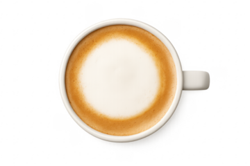 Coffee or cappuccino drink with milk foam, transparent background