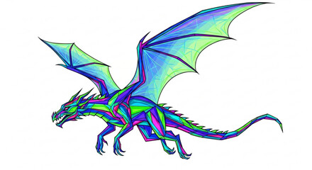 A majestic dragon with iridescent scales and powerful wings, soaring through the sky with an aura of mystique and strength