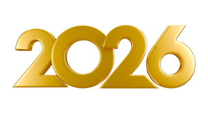 2026 3d rendered gold numbers for celebrations