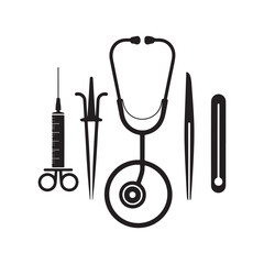  Surgical Forceps and Scissors X-Ray Silhouette Icon