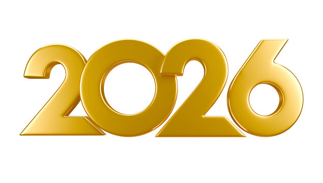 2026 3d rendered gold numbers for celebrations