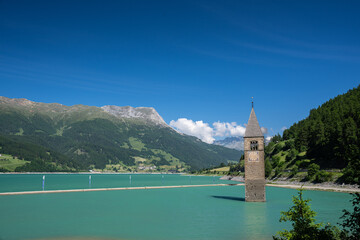 Lake Resia with submerged churchtower