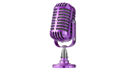 Vintage microphone with neon lighting on a vibrant gradient white background png