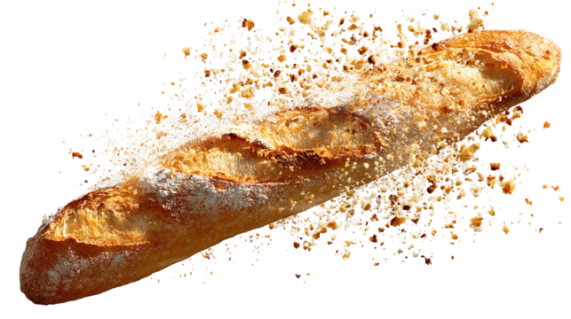 Baguette de pain fond transparent