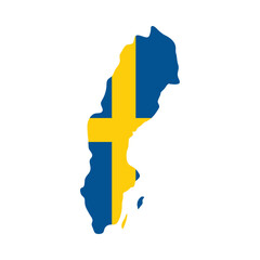 Isolated Sweden map filled with blue and yellow flag design for national identity vector illustration