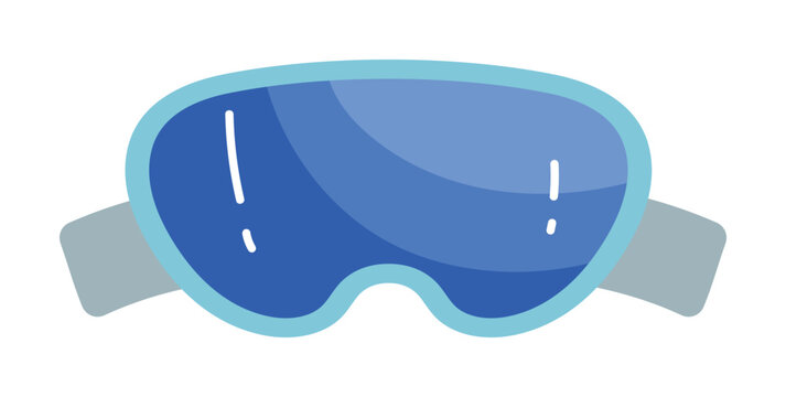 Blue ski goggles isolated on white background for winter sports and safety vector illustration
