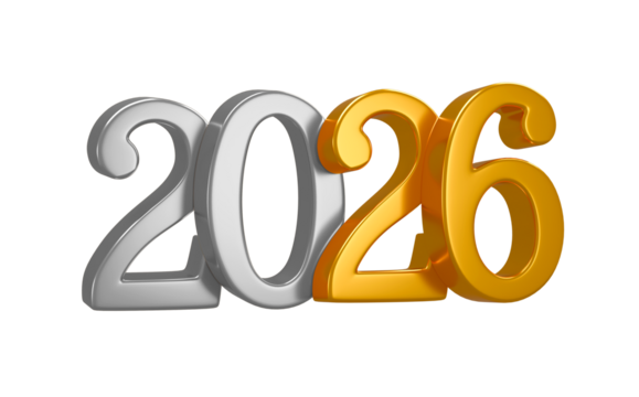 2026 3d rendered gold numbers for celebrations