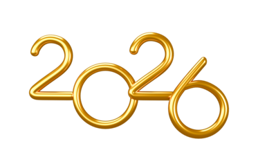 2026 3d rendered gold numbers 