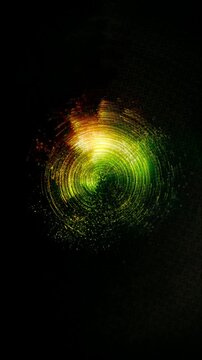 Circular colored lights blend in a darkened space, creating an energetic visual effect. Vertical wallpapers for phones.
