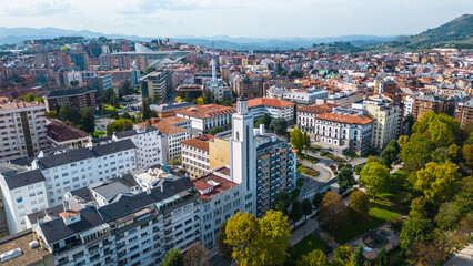 Oviedo Cityscape Autumn Afternoon aerial view