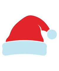 Red & Blue Santa Claus Hat Minimalist Icon Art