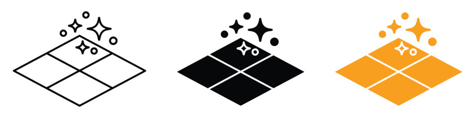 Clean floor surface icon set. cleanliness and shine symbol. vector illustration.