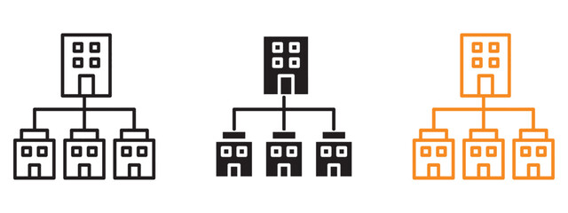 Company Subsidiary icon set. company branches and property management connections symbol. vector illustration. © MdNurul