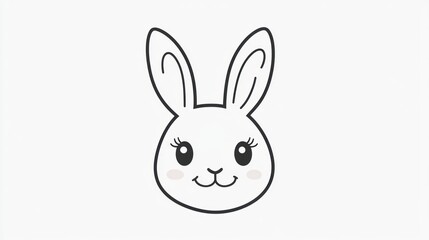 Obraz premium Cute bunny head, simple line art, white background, children's book illustration