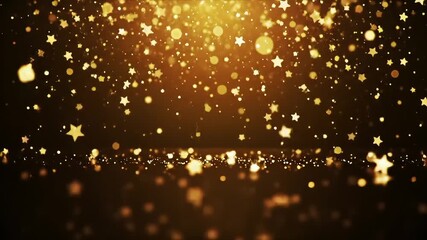 Falling gold stars and glitter particles with warm glow — festive seamless background  - Powered by Adobe