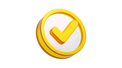 check mark button 3d icon in cartoon plastic style minimal isolated on transparent white background	
