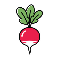 Fresh Red Radish Icon Vibrant Graphic of a Root Vegetable, Healthy Eating Concept