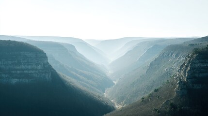 concentric. Mountain valley with concentric air ripples, misty natural landscape. travel magazines, destination branding, designed for travel destination branding, inspires travel planning.