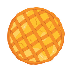 Round Polish pie with lattice crust, isolated on white, perfect for bakery or food design vector illustration