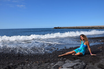 Girl on the beach-Puerto de la Cruz, Tenerife, Spain, 