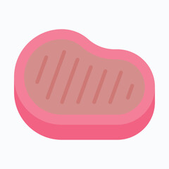 Raw Steak Meat Icon — Isolated Flat Style Vector Icon