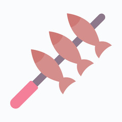 Fish Seekh Kebab Icon — Isolated Flat Style Vector Icon