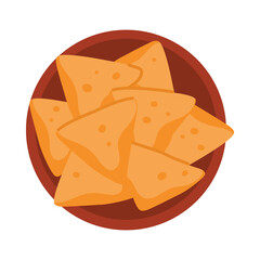 Crispy South African nachos served in a brown bowl on isolated white background vector illustration